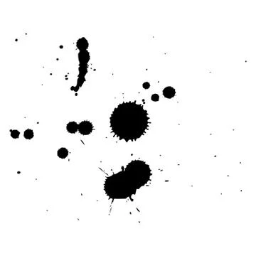 Multiple black ink drops and splashes, vector illustration clip art Illustrazione stock