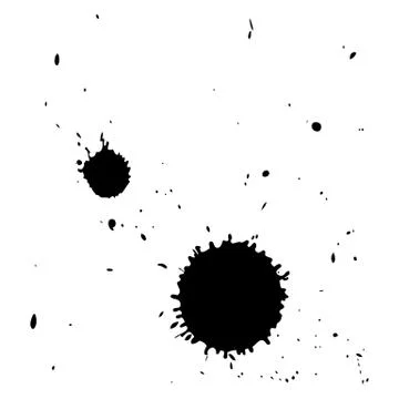 Multiple black ink drops and splashes, vector illustration clip art Stock Illustration