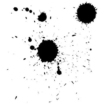 Multiple black ink drops and splashes, vector illustration clip art Stock Illustration