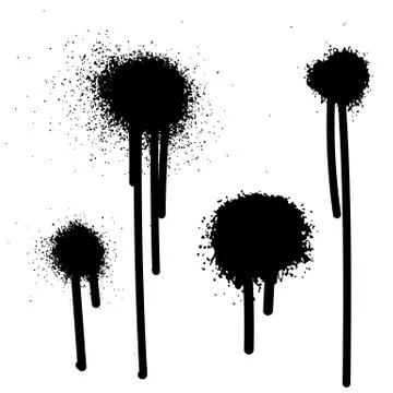 Multiple black ink drops and splashes, vector illustration clip art Illustrazione stock