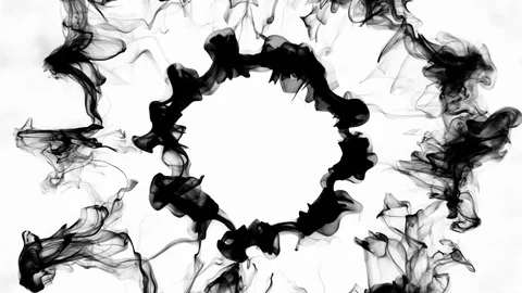 Multiple black particle smoke powder pulsating shockwave explosions alpha Stock Footage 115532796