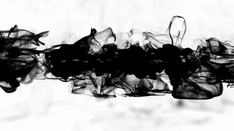 Multiple black smoke powder particle pulsating shockwave explosions alpha Stock Footage 115532887