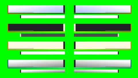 Multiple Blank Lower Thirds 4 on Chroma Key Green Background Stock Photos
