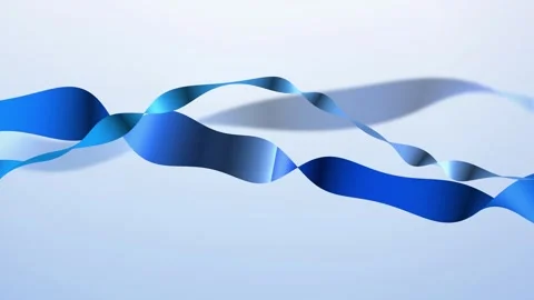 Multiple blue ribbons undulate and flow horizontally creating dynamic wave-l Stock Footage 340678329