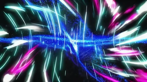 Multiple blue shiny light lines moving on black background Stock Footage 301742892