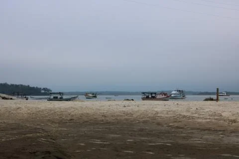 Multiple boats on the coast 스톡 사진