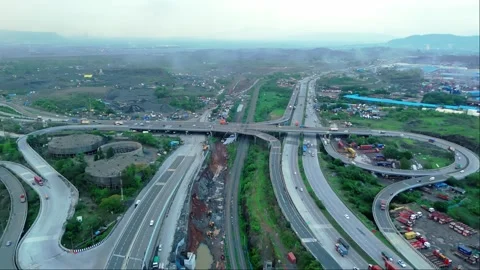 Multiple bridges developed metro city Stock Footage 279580841