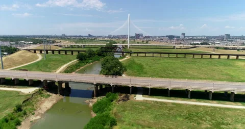 Multiple bridges over the Trinity River in Dallas Stock Footage 201447414