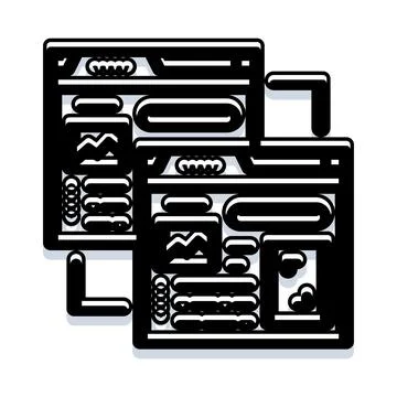 Multiple browser windows displaying web pages concept Stock Illustration