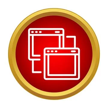 Multiple browser windows outline icon on red button Stock Illustration