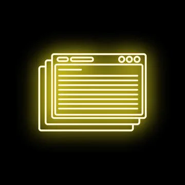 Multiple browser windows stacking neon yellow glow Stockillustratie