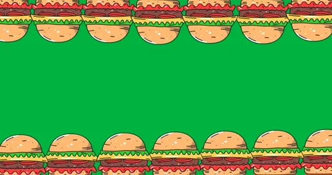 Multiple burger icons moving in seamless pattern with copy space against black Stock Footage 318769372