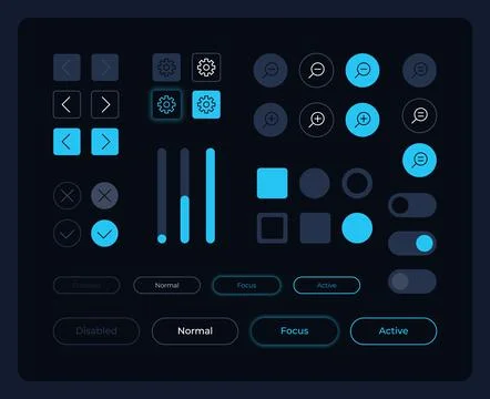 Multiple buttons UI elements kit Stock Illustration