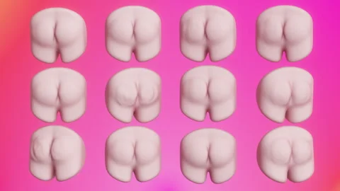 Multiple butts, art backgrounds, Curious Bottom is looking around in a Stock Footage 253766357
