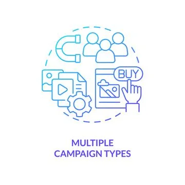 Multiple campaign types blue gradient concept icon Stock Illustration
