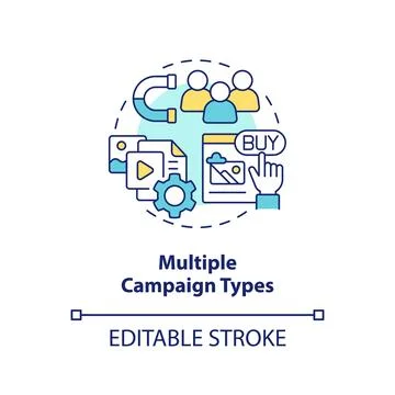 Multiple campaign types concept icon Stock Illustration