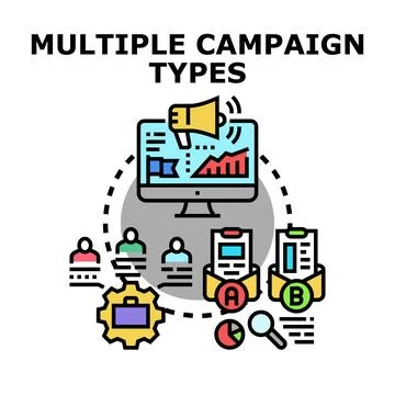 Multiple campaign types marketing strategy analysis 스톡 일러스트