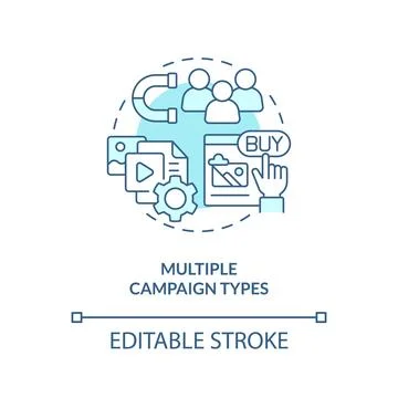Multiple campaign types turquoise concept icon Stock Illustration