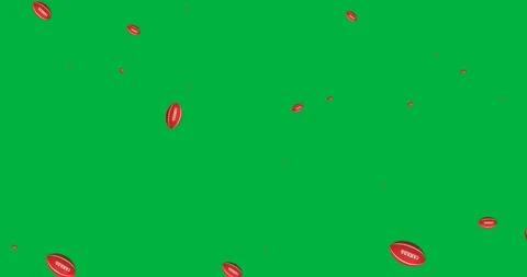 Multiple canada rugby ball icons falling against copy space on transparent Stock Footage 318505074