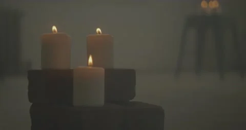 Multiple Candles Flickering on White Background Stock-Footage 146985916
