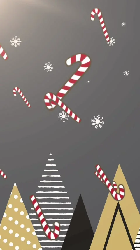 Multiple candy cane icons falling over multiple christmas tree icons on grey Stock Footage 321991776