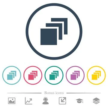 Multiple canvases flat color icons in round outlines Illustrazione stock