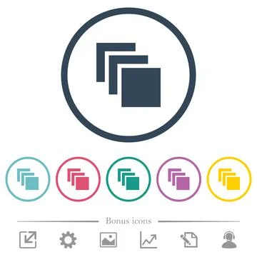 Multiple canvases flat color icons in round outlines Illustrazione stock