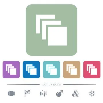 Multiple canvases flat icons on color rounded square backgrounds Illustrazione stock