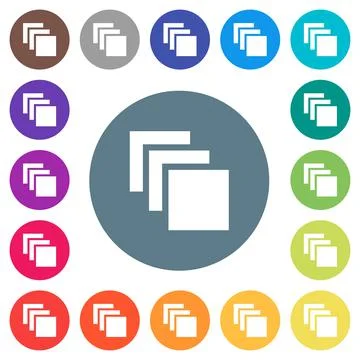 Multiple canvases flat white icons on round color backgrounds Illustrazione stock