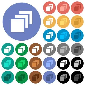 Multiple canvases round flat multi colored icons Illustrazione stock