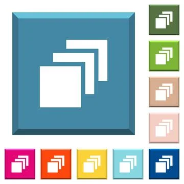 Multiple canvases white icons on edged square buttons Illustrazione stock