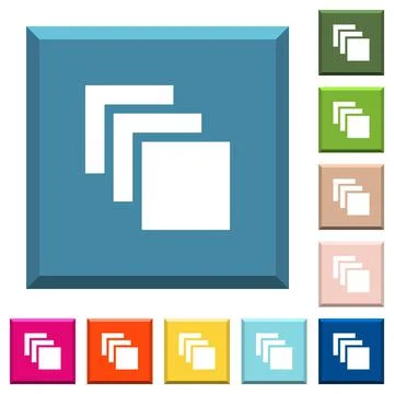 Multiple canvases white icons on edged square buttons Stock Illustration