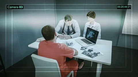 Multiple cctv footage of a interrogation room, detectives conducted the inquiry Video stock 70798456