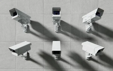 Multiple CCTV Security Cameras Mounted on Wall Surveillance System Illustrazione stock