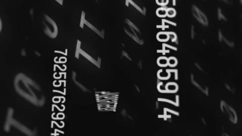 Multiple changing numbers against binary coding data processing on black Stock Footage 312582089