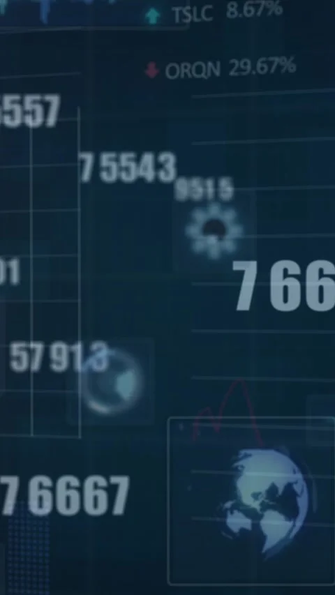Multiple changing numbers and round scanners against blue background Stock Footage 320158855