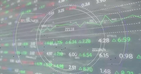 Multiple changing numbers and scope over stock market data processing against 写真素材