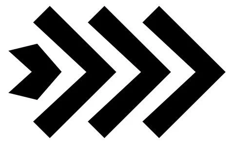 Multiple chevron arrow graphic, Fast forward motion icon, Triple layered poin Ilustración de archivo