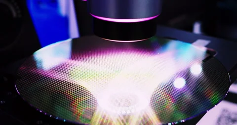 Multiple chips on a graphite disk. Close-up. Stock Footage 307529973