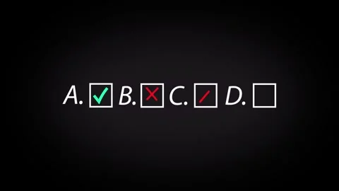 Multiple Choice Answer UI With Checkbox Indicator Stock Footage 345731226