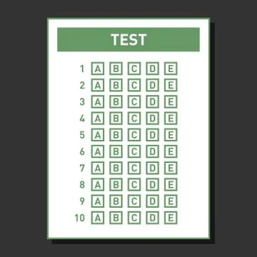 Multiple Choice Blank nswer Sheet. Vector Illustrazione stock
