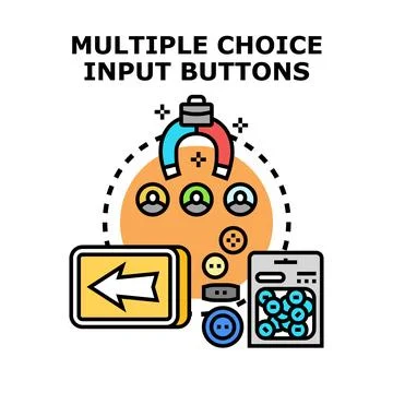 Multiple choice input buttons concept attracting customer decisions Stock Illustration