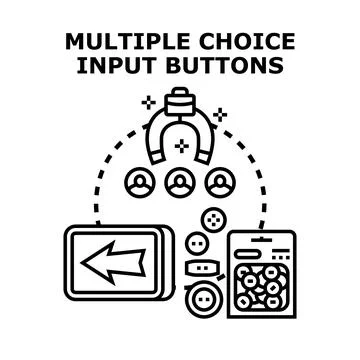 Multiple choice input buttons concept attracting customer decisions Stock Illustration