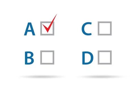 Multiple choice test question concept Illustrazione stock