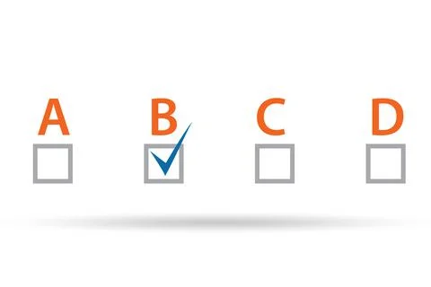 Multiple choice test question concept Illustrazione stock