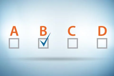 Multiple choice test question concept Illustrazione stock