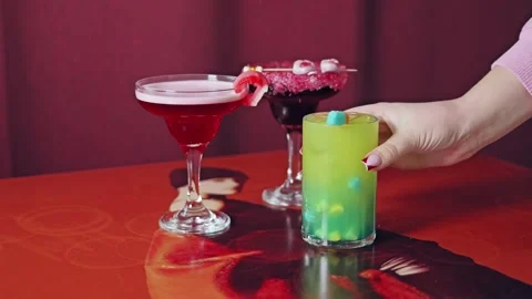 Multiple Choices Concept Woman Selects Green Drink From Strategy Spectrum Stock Footage 324945019