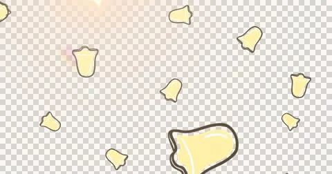 Multiple christmas bells falling against bright spot of light on black Stock Illustration
