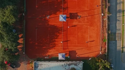 Multiple Clay Tennis Courts with Shadows at Araucano Park in Santiago de Chile Vídeos de archivo 337629741