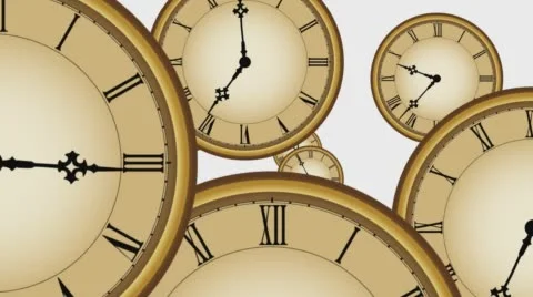Multiple clocks center on white 4K final Stock Footage 65535166